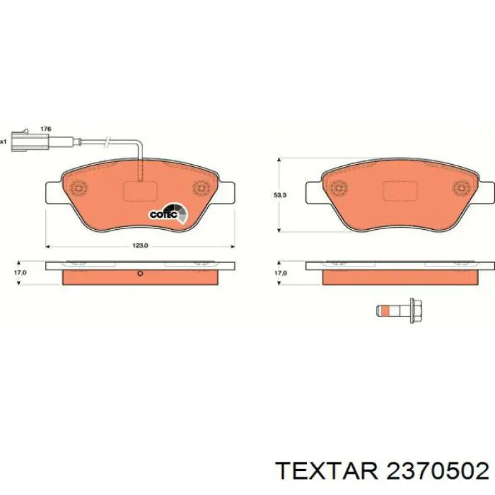 Купити 2370502 Textar Колодки гальмівні передні, дискові