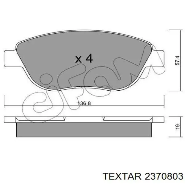 2370803 Textar колодки гальмівні передні, дискові