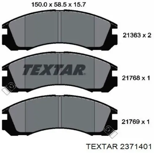 Задні гальмівні колодки 2371401 Textar