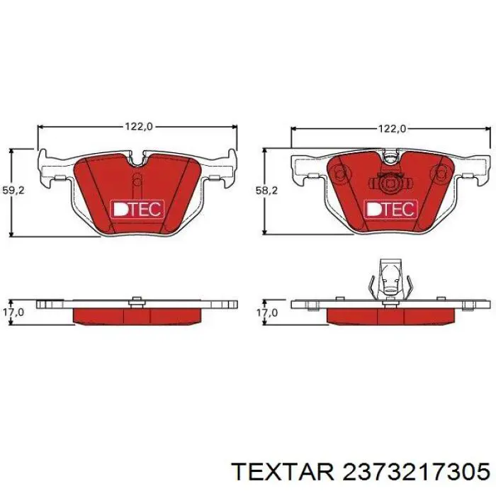 2373217305 Textar Колодки гальмівні задні, дискові
