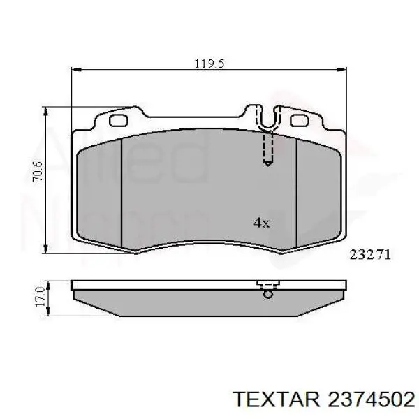 Купити 2374502 Textar Колодки гальмівні передні, дискові