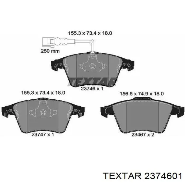 Купити 2374601 Textar Колодки гальмівні передні, дискові
