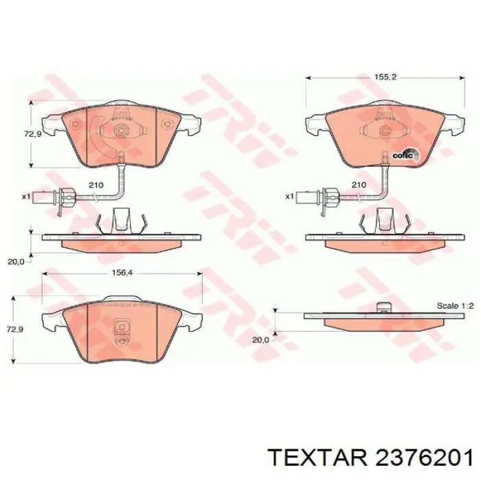 Передні тормозні колодки 2376201 Textar