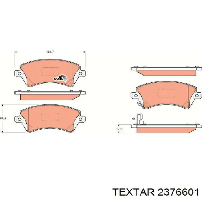 Гальмівні колодки Textar 2376601 ціна, від 18.45 USD