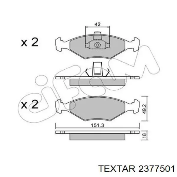Гальмівні колодки Textar 2377501 ціна, від 19.77 USD