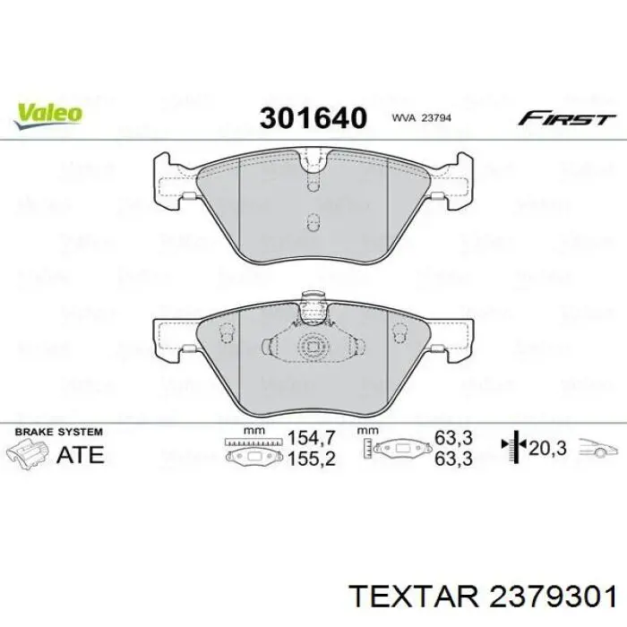 Купити 2379301 Textar Колодки гальмівні передні, дискові