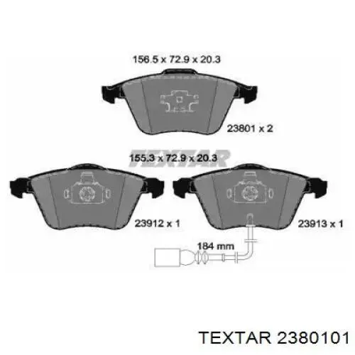 Передні тормозні колодки 2380101 Textar