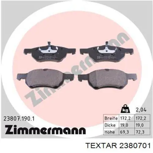 Гальмівні колодки Textar 2380701 ціна, від 22.97 USD