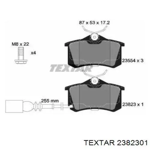 Задні гальмівні колодки Textar 2382301 ціна, від 18.28 USD