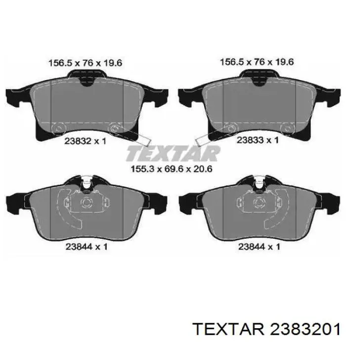 Купити 2383201 Textar Колодки гальмівні передні, дискові
