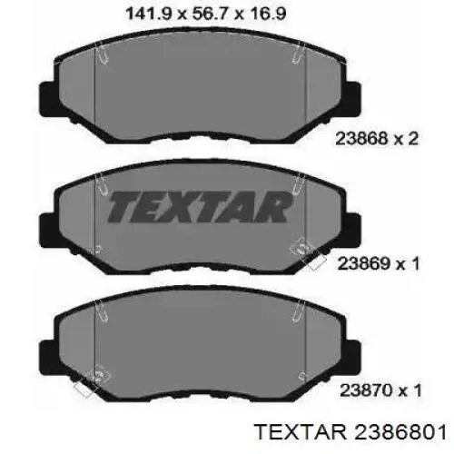 2386801 Textar колодки гальмівні передні, дискові