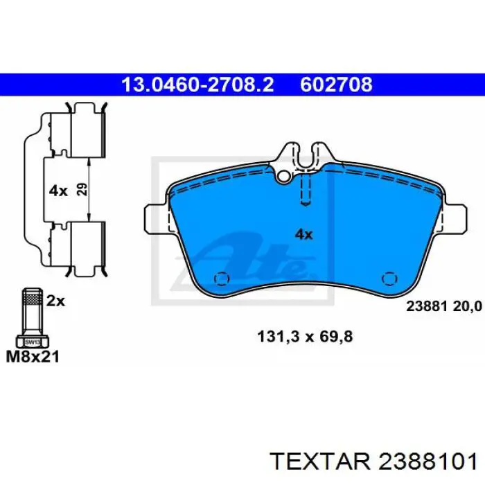 Гальмівні колодки Textar 2388101 ціна, від 32.04 USD