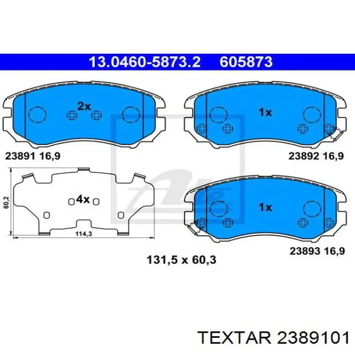 Купити 2389101 Textar Колодки гальмівні передні, дискові