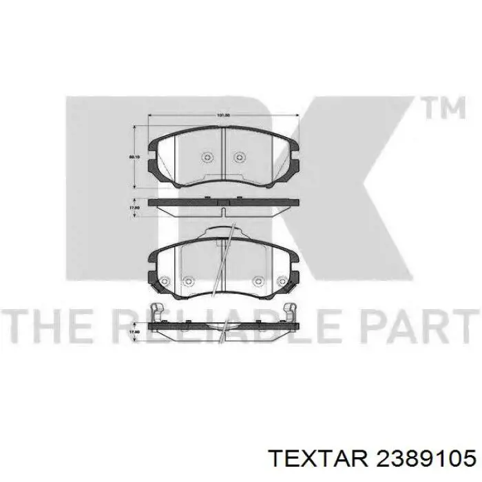 Передні тормозні колодки 2389105 Textar