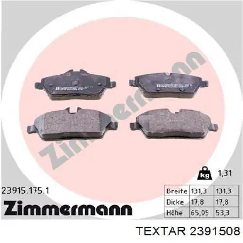 Купити 2391508 Textar Колодки гальмівні передні, дискові