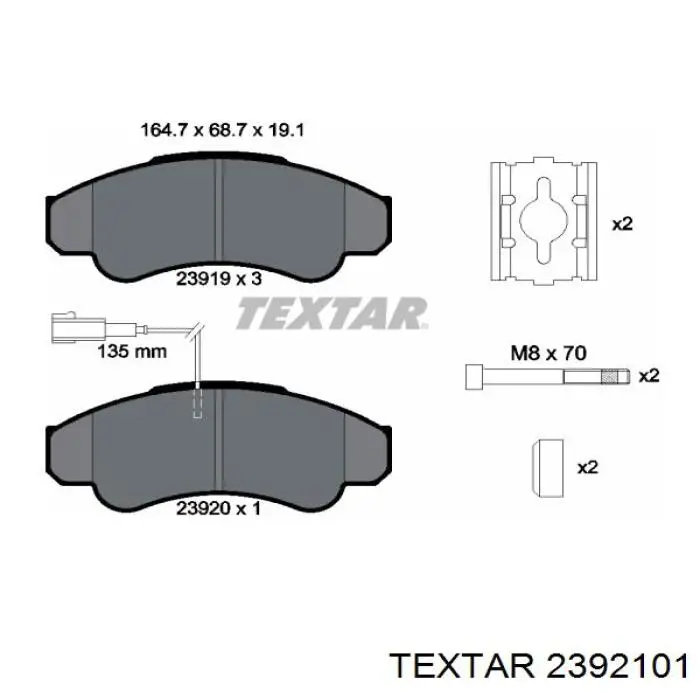 Задні гальмівні колодки Textar 2392101 ціна, від 12.54 USD