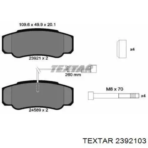 Задні гальмівні колодки Textar 2392103 ціна, від 34.02 USD
