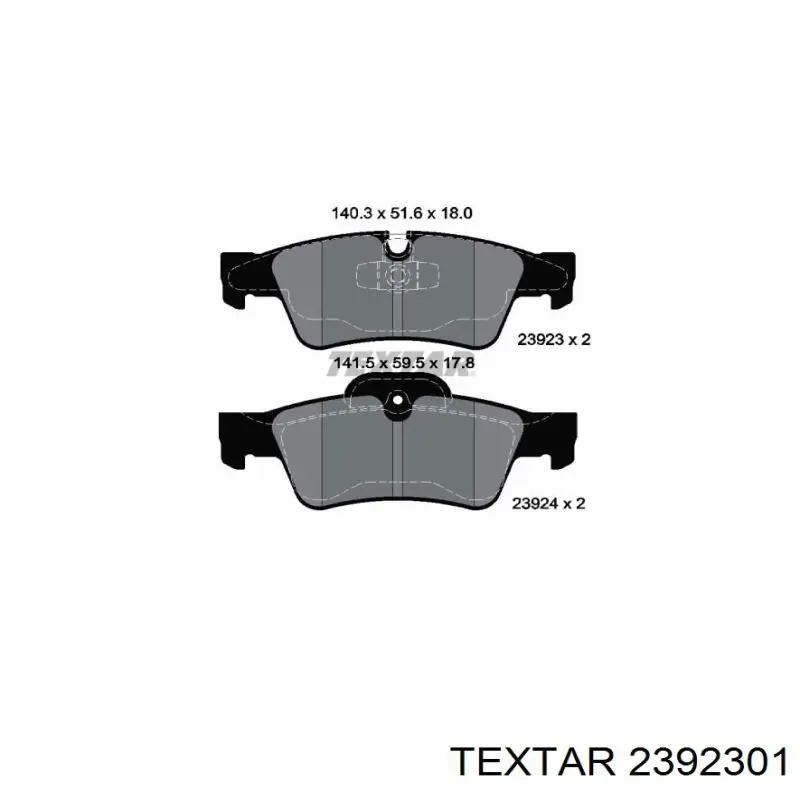 2392301 Textar Колодки гальмівні задні, дискові