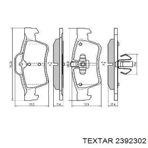 Задні дискові колодки Textar 2392302