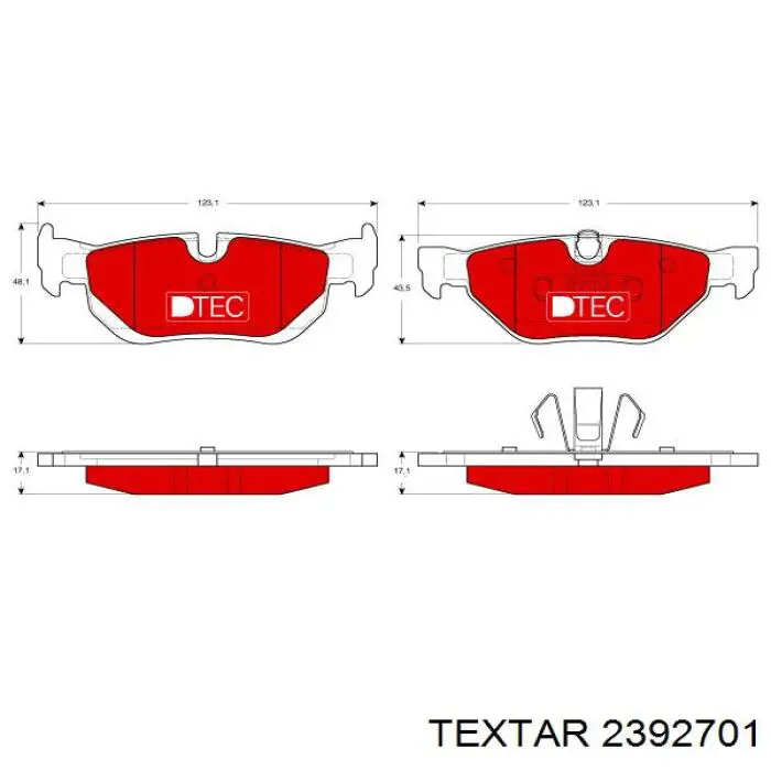 Задні гальмівні колодки 2392701 Textar