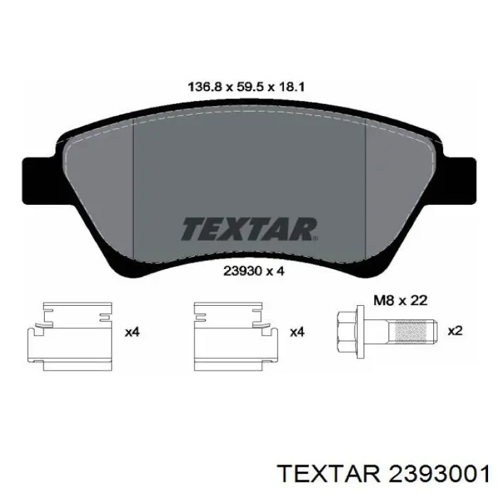 Передні тормозні колодки 2393001 Textar