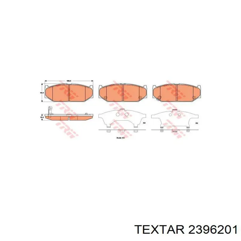 2396201 Textar колодки гальмівні передні, дискові
