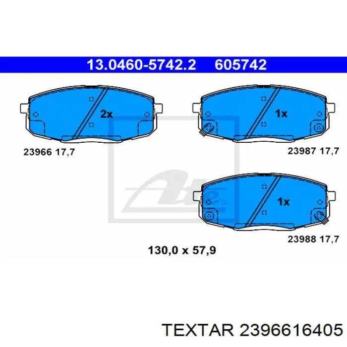 2396616405 Textar колодки гальмівні передні, дискові
