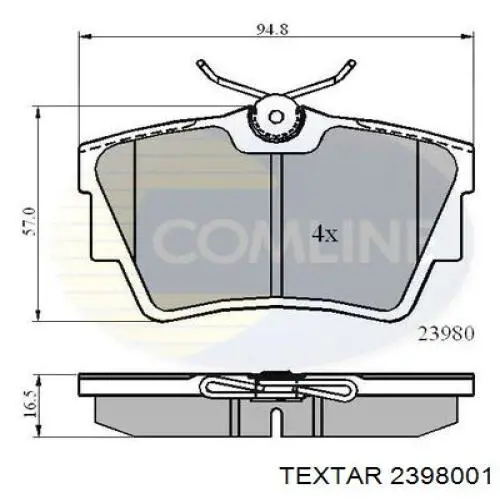 Купити 2398001 Textar Задні колодки