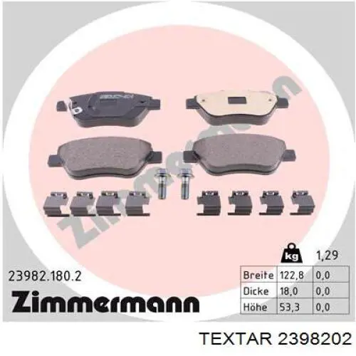 Купити 2398202 Textar Колодки гальмівні передні, дискові