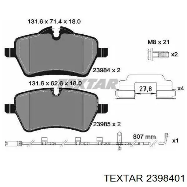 Купити 2398401 Textar Колодки гальмівні передні, дискові