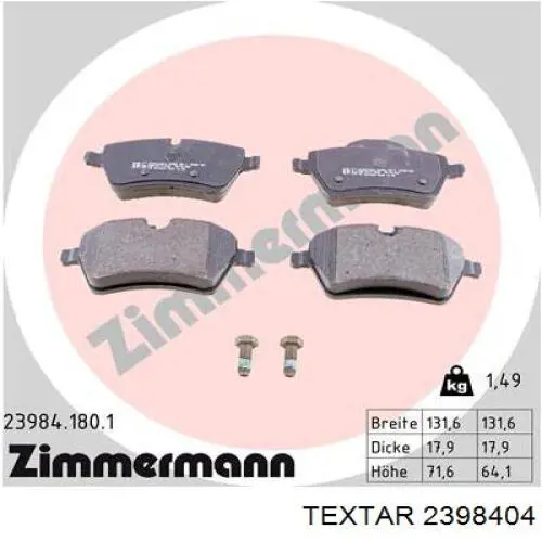Тормозні колодки Textar 2398404