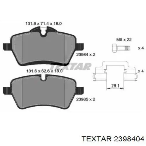 2398404 Textar Передні гальмівні колодки