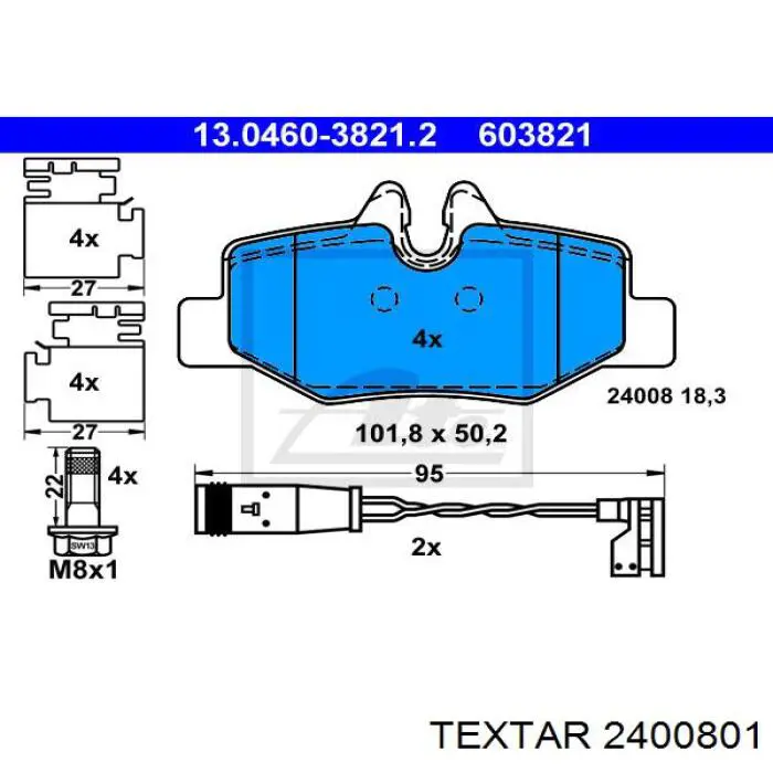 Купити 2400801 Textar Задні колодки