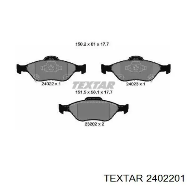 Колодки гальмівні передні, дискові 2402201 Textar