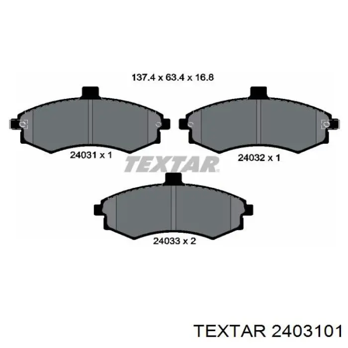 2403101 Textar колодки гальмівні передні, дискові