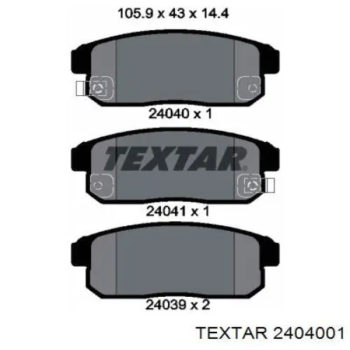 2404001 Textar колодки гальмові задні, дискові
