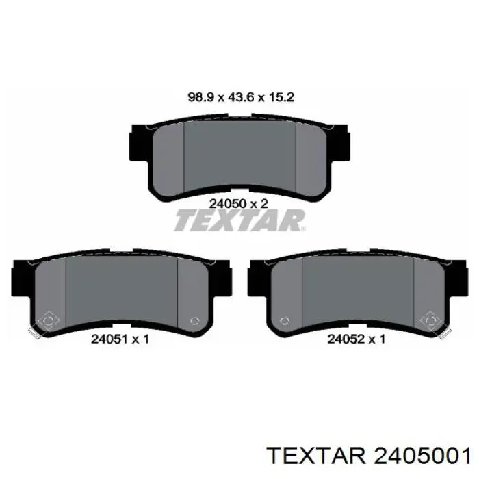2405001 Textar Колодки гальмівні задні, дискові