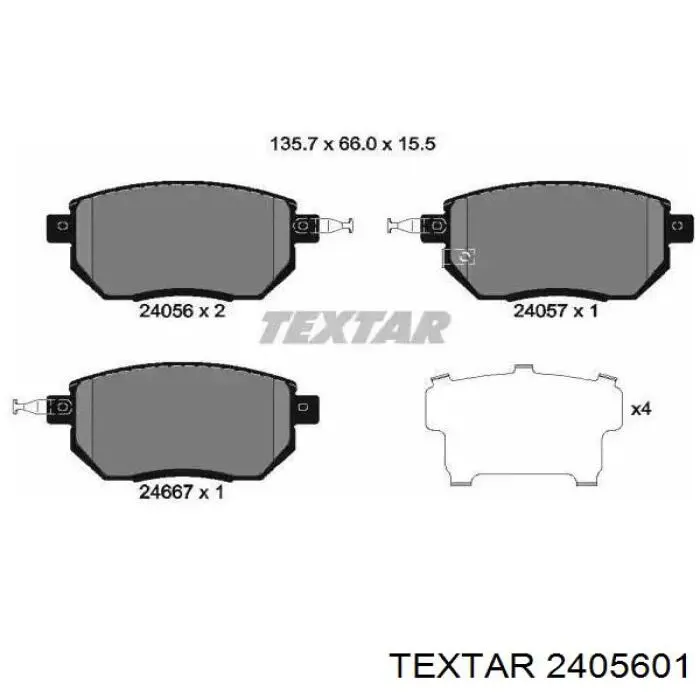 Купити 2405601 Textar Колодки гальмівні передні, дискові