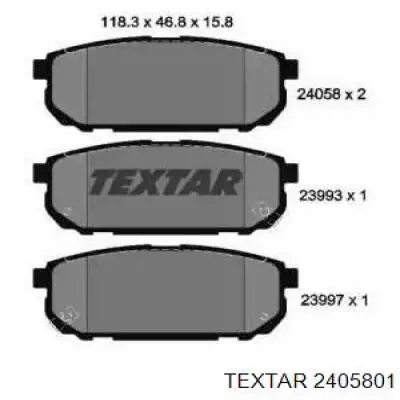 2405801 Textar колодки гальмові задні, дискові