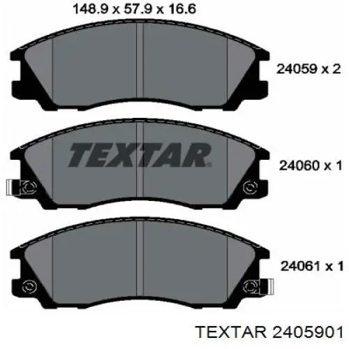 2405901 Textar колодки гальмівні передні, дискові