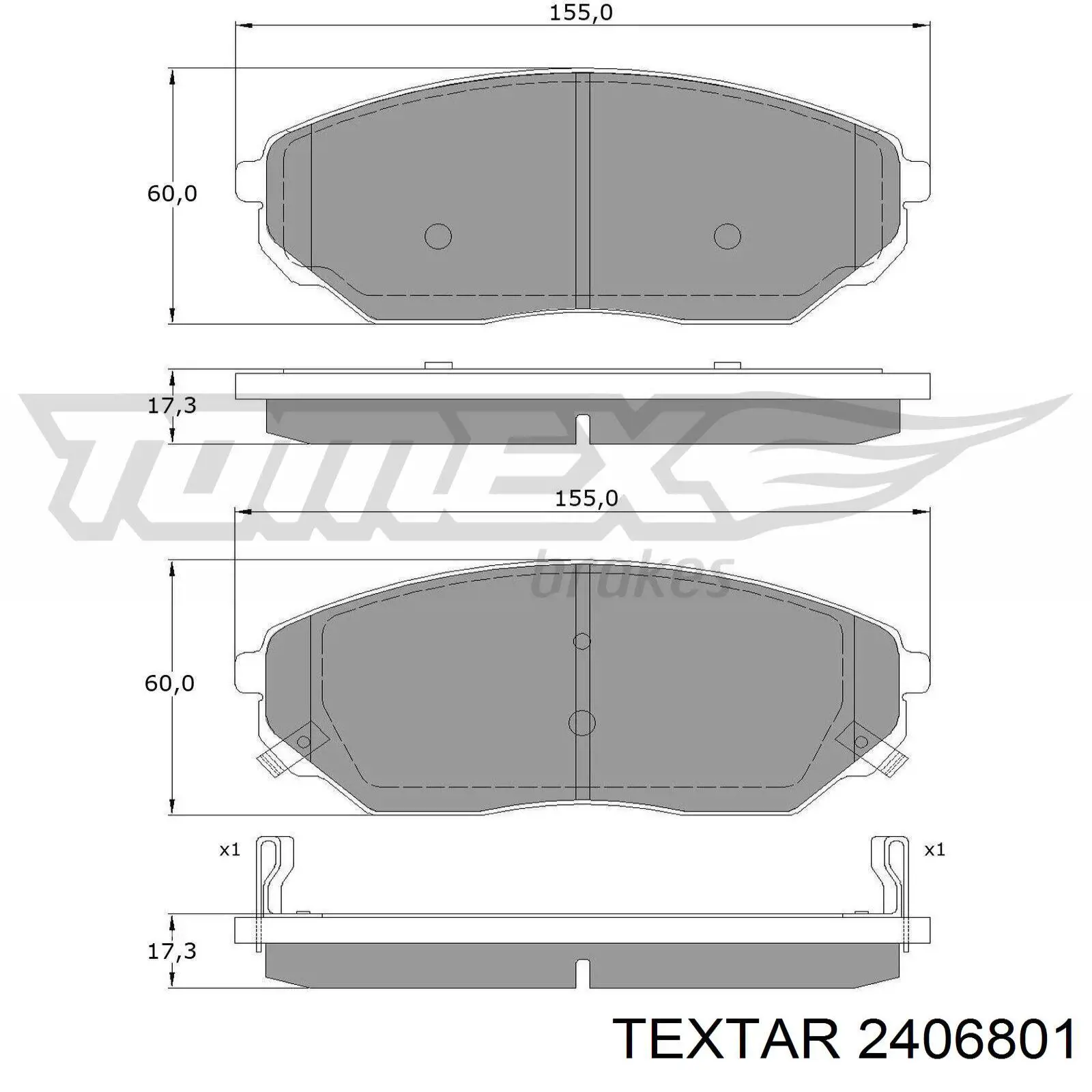 Купити 2406801 Textar Колодки гальмівні передні, дискові