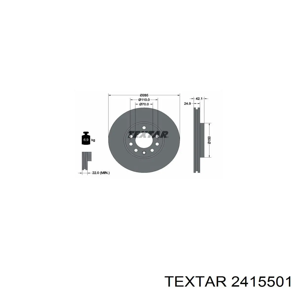 Купити 2415501 Textar Колодки гальмівні передні, дискові