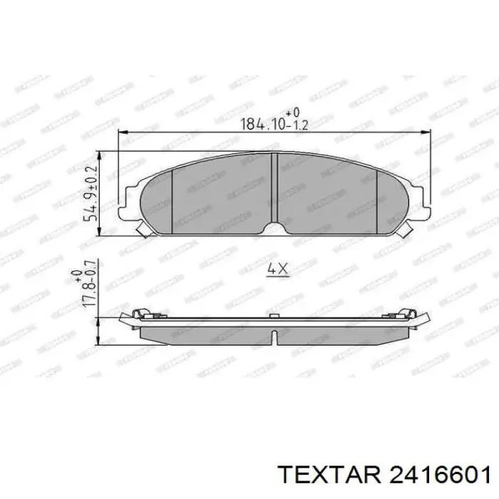 Купити 2416601 Textar Колодки гальмівні передні, дискові