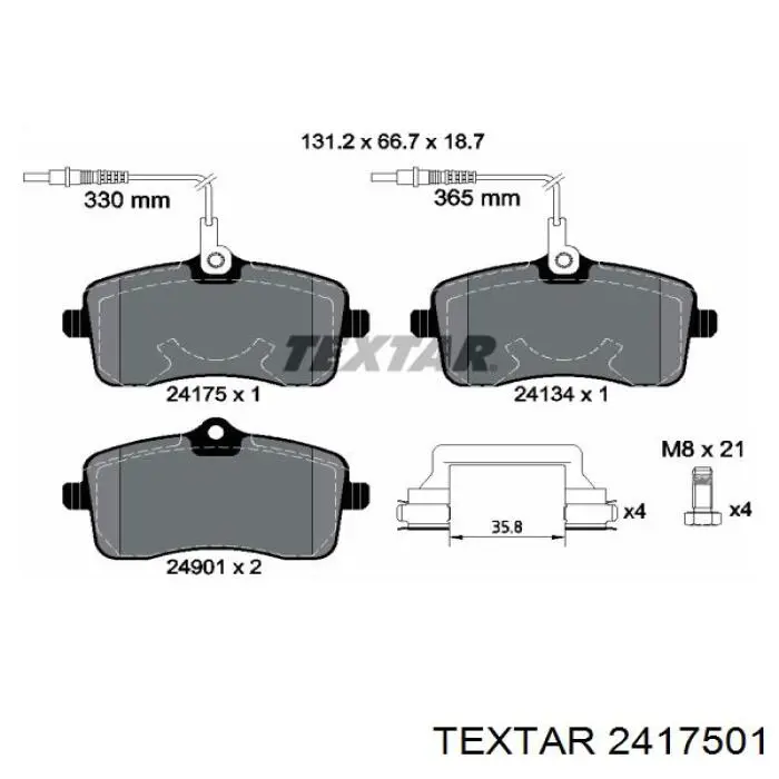 2417501 Textar Передні гальмівні колодки
