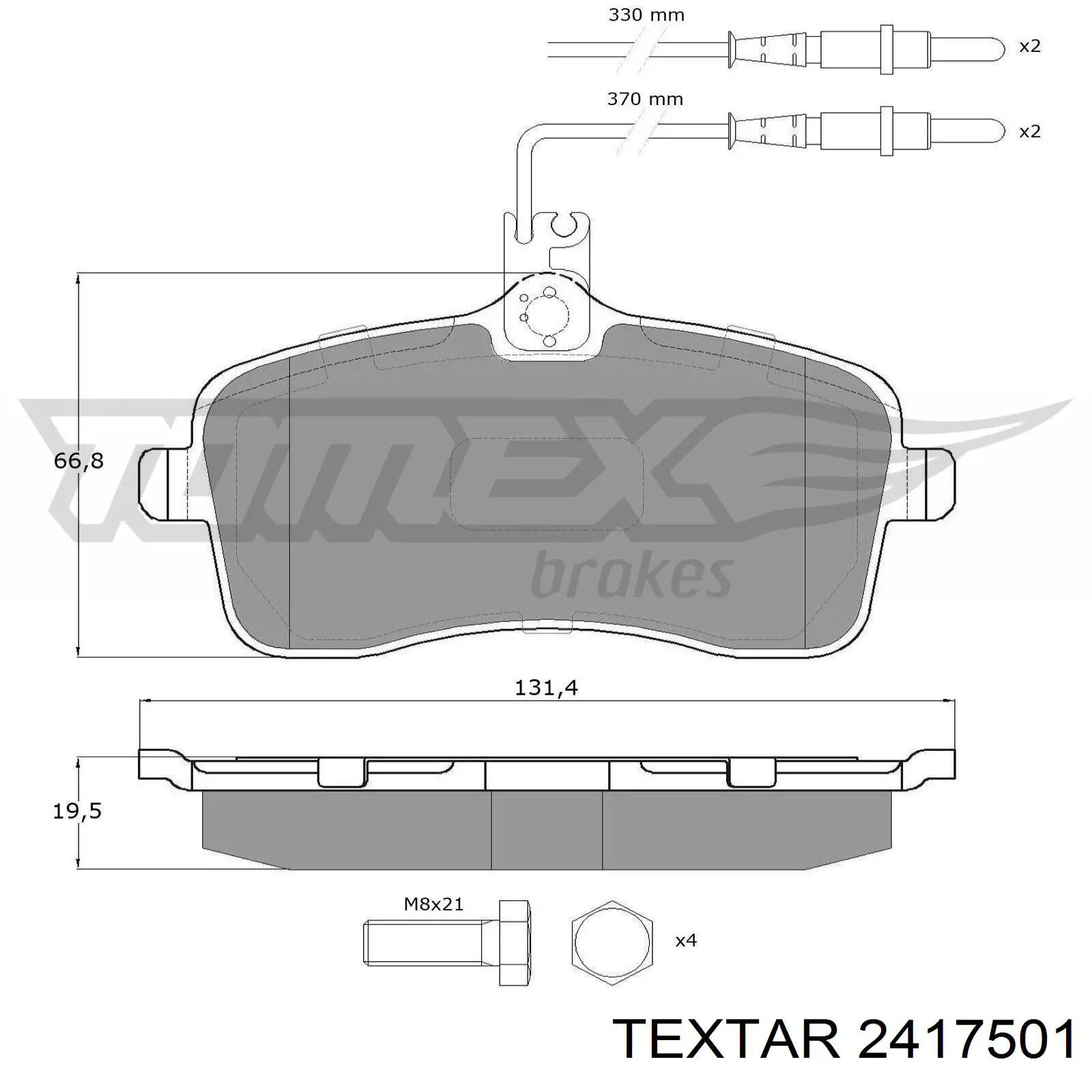 Купити 2417501 Textar Колодки гальмівні передні, дискові