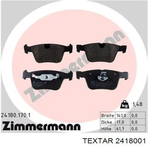 Задні гальмівні колодки Textar 2418001 ціна, від 49.76 USD