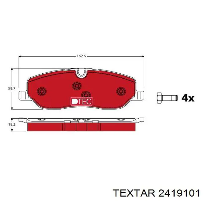 Гальмівні колодки Textar 2419101 ціна, від 31.76 USD