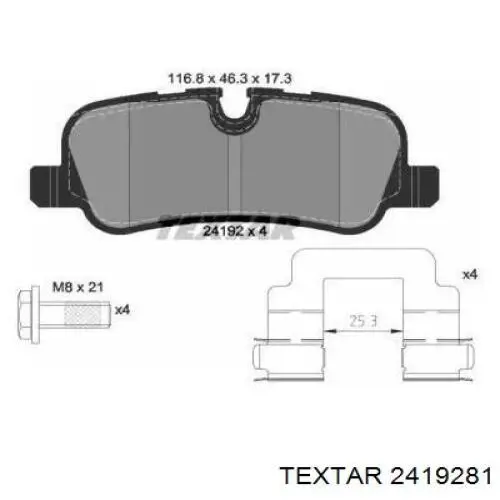 Купити 2419281 Textar Задні колодки