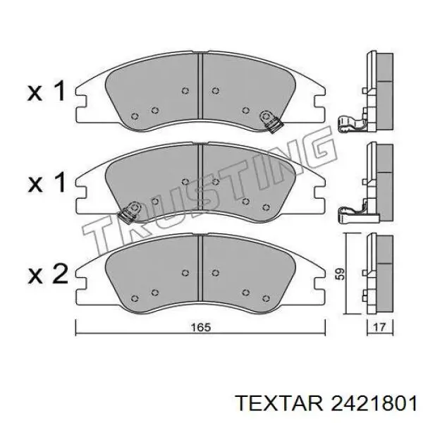 Купити 2421801 Textar Колодки гальмівні передні, дискові