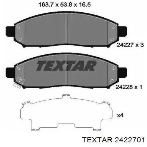 Купити 2422701 Textar Колодки гальмівні передні, дискові